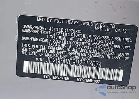 2013 Subaru Xv Crosstrek 2.0 Premium из США, поврежденный, VIN JF2GPAVC9D2213074